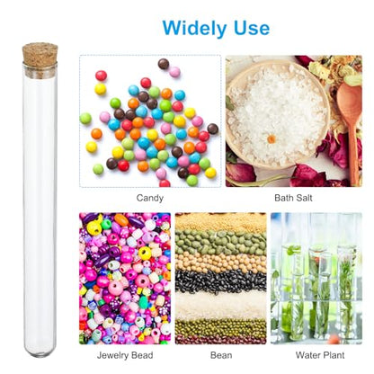 PATIKIL 23ml Test Tubes, 25pcs 5.91x0.63in Glass Clear Round Bottom Test Tube Containers with Cork Stopper for Bead Party Candy Bath Salt Storage Scientific Experiment Plant Propagation - size: 23ml