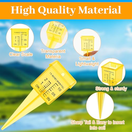 20pack Yellow Transparent Rain Gauge, Sprinkler Gauge Compact Portable 1.5" Wide Mouth Outdoor Rain Gauges For Yard Lawn Garden With Inch And Centimeter Scales Accurate Rainfall Measurement