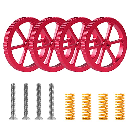 4PCS Upgraded Aluminum Hand Twist Leveling Nut with Hot Bed Die Springs and Screws for Ender 3/3 Pro/3 V2, Ender 5/5 Plus/Pro, CR-10, CR10S/10S Pro, CR 20 3D Printer Parts