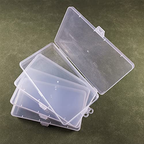 Gebildet 4 Pcs Clear Plastic Storage Box, Rectangular Containers Case with Lid, for Pills, Jewellery, Herbs, Tiny Bead, Craft Items - size: 17.5×10×2.1cm