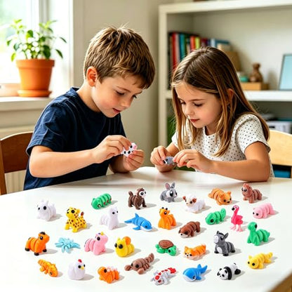 JOICEE 36Pcs Mini 3D Printed Animals Articulated Flexible Fidget Toys - color: Yellow