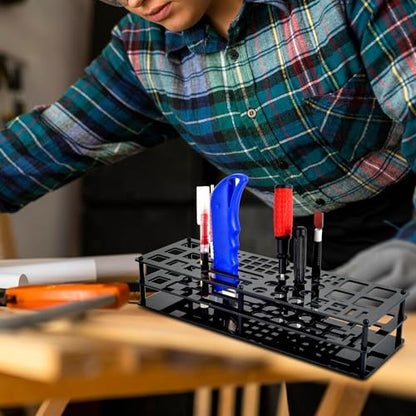 Screwdriver Storage Rack 63-Holes Acrylic Tool Stand Black