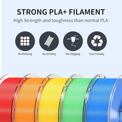 RAMBERY 10KG Multicolor PLA+ Filament Bundle 1.75mm, Toughness Upgraded 3D Printer Filament， 10-Pack 1KG Spool, Black/White/Silver/Taro Purple/Cherry Pink/Red/Orange/Yellow/Mint Green/Blue - color: Pla+ Black/White/Silver/Taro Purple/Cherry Pink/Red/Orang