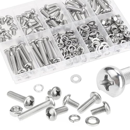M6 Screws,Hincell 100pcs M6 Phillips Pan Head Machine Screws, Metric Screws Bolts Washers Nuts Kit,304 Stainless Steel(M6 x 10mm /12mm /16mm /20mm /25mm /30mm /35mm), Silver - size: M6, style: Phillips Pan Head