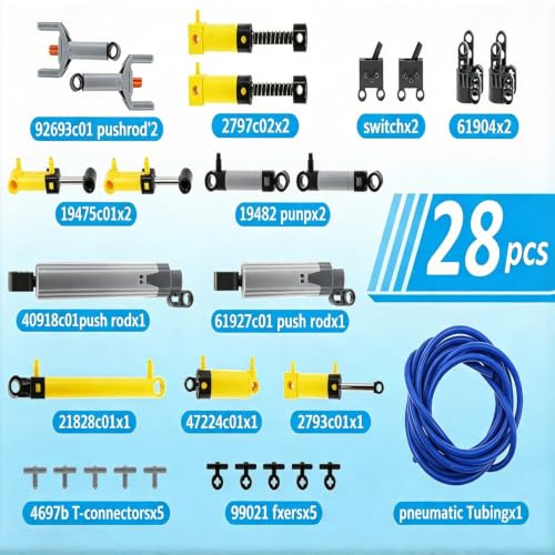 BloxBrix 28Pcs Technic Pneumatic Pump Kit for Technic MOC