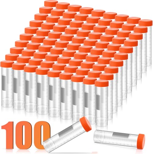 Xuhal 100 Counts 50ml Centrifuge Tubes, 28 x 116 Mm, Plastic Tubes, Orange - color: Orange