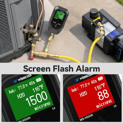 WISSCOOL HVAC Digital Micron Vacuum Gauge, 0-75000 Microns Visual Alert - color: Black
