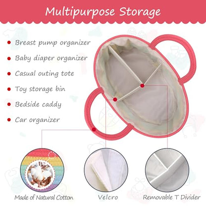 COMSE Large Cotton Rope Baby Diaper Caddy Organizer with Handles, Rainbow - color: Rainbow, size: Large