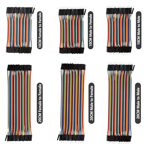 240pcs Multi-Color Dupont Wire 40pin Male to Male 40pin Male to Female 40pin Female to Female Breadboard Jumper Wires Ribbon Cable Line Connector Kit(10cm+20cm) - size: 40pin 10+20CM (M/M,F/F,M/F)