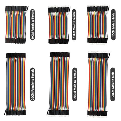 240pcs Multi-Color Dupont Wire 40pin Male to Male 40pin Male to Female 40pin Female to Female Breadboard Jumper Wires Ribbon Cable Line Connector Kit(10cm+20cm) - size: 40pin 10+20CM (M/M,F/F,M/F)