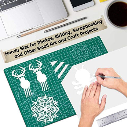anezus Self Healing Sewing Mat, Rotary Cutting Mat Double Sided 5-Ply Craft Cutting Board for Sewing Crafts Hobby Fabric Precision Scrapbooking Project 9inch x 12inch(A4) - color: Green, size: 12"L x 9"W