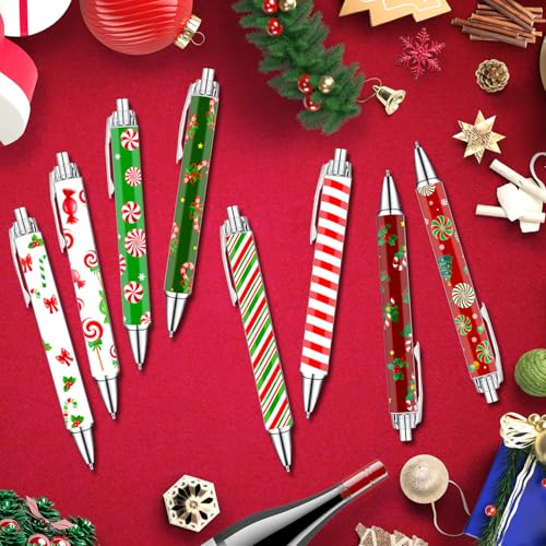 Idealmuzik Candy Cane Pens Set – Cute Holiday-Themed Gel Pens for Kids, Teachers, and Office Gift Exchange – Red and White Candy Cane Designs – Perfect Stocking Stuffers and Stationery Gifts,8 Pack - color: Christmas