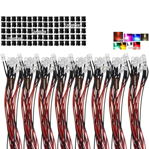 80Pcs 3MM 5V 8Colors LED Pre Wired Prewired Lamp Light Bulb Prewired Emitting Diode +80Pcs Black 3MM LED Plastic Clip Holder Display Panel ﻿ - size: 3mm
