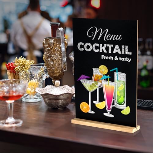 NEBURORA 1 Pack 8 x 12 Inches Tabletop Small Chalkboard Sign with Wood Base Reusable Double-Sided Message Boards Menu Chalkboard Stand for Kitchen Wedding Coffee Shop bar Restaurant - size: 8"W x 12"H