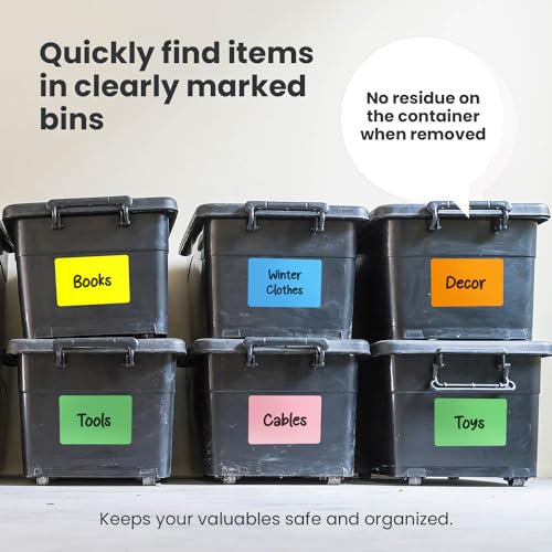 Storage Bin Labels 6x4 in 50 pk - Large Moving & Packing Box Labels Totes - color: All Colors