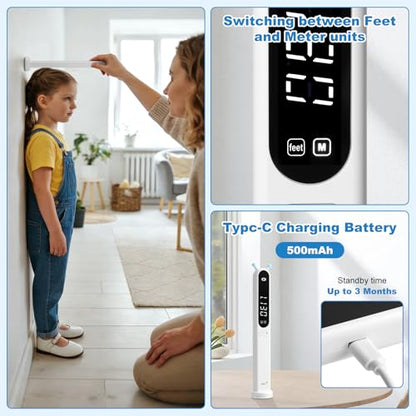 Portable Height Measurement Tool for Kids and Adults with 3-Second Quick Measurement(240cm/94.5in), Handheld Cordless Infrared Height Measurement for Wall with Two Measurement Units(Feet/M)