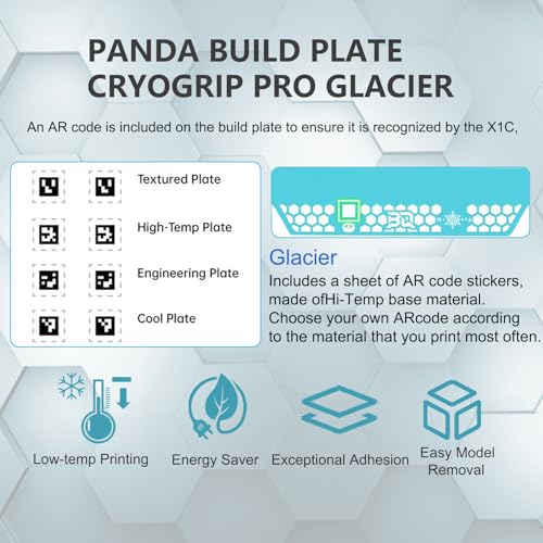 3D Printer Build Plate CryoGrip Pro Glacier Build Plate for Bambulab P2S/X1/X1C/X1E/P1P/P1S/A1/X2D 3D Printers, Panda Build Plate Double-Sided Fine Textured Spring Steel Sheet 257x257mm