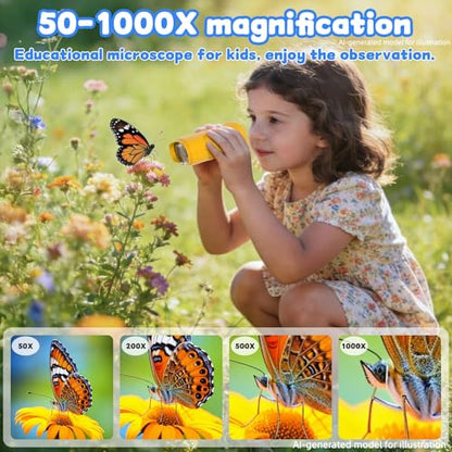 1000X Handheld Digital Microscope for Kids, STEM Educational Toys - color: Orange