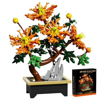 Botanicals Chrysanthemum Artificial Flowers Building Set - color: Fiery Orange