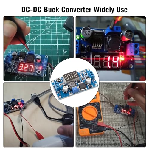 LM2596 DC-DC Buck Power Converter Module, AYWHP 3 PCS Adjustable 4-40V to 1.5-35V Premium Solid Capacitor Buck Converter with LED Voltmeter Display