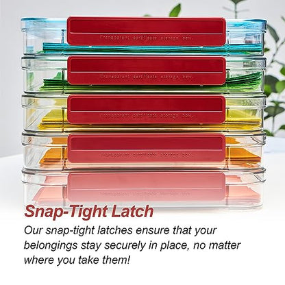 CATOOMUU 3-Pack 9x13 Shallow Flat Clear Plastic Project Case Storage Box - color: Small-Red-3-Pack