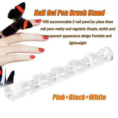 AKOAK 3 Pcs Nail Art Penholder Acrylic Makeup and Nail Brush Organizer Art and Craft Painting/Carving Brush Display Stand Can Hold 5 Individual Brushes