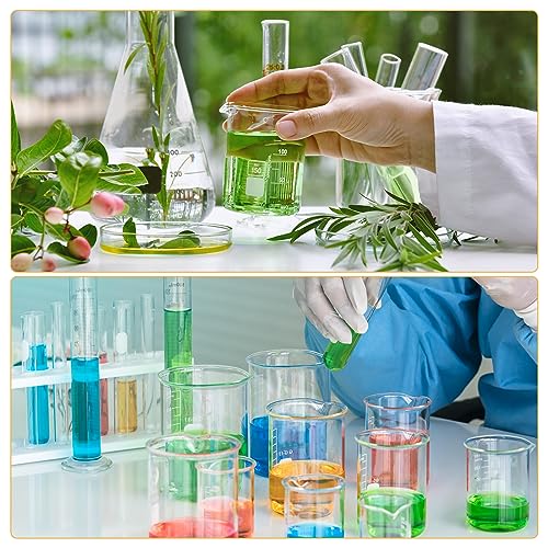 PATIKIL 250ml Low Form Glass Beaker, 12 Pack 3.3 Borosilicate Glass Graduated Printed Scale Measuring Cups with Spout for Kitchen Lab Liquids - size: 250ml