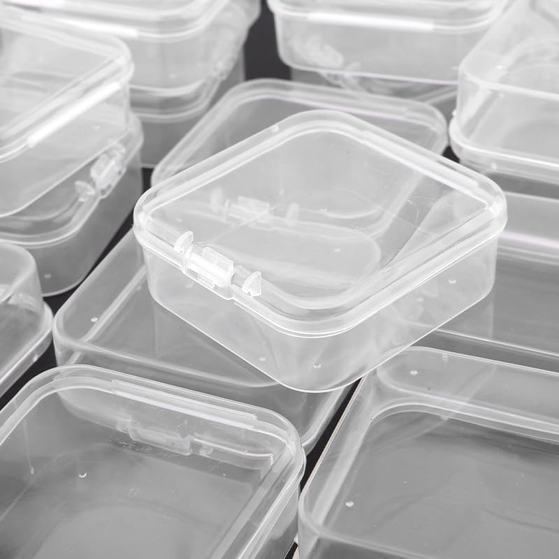 10 Pack Plastic Storage Containers, Mini Clear Square Boxes with Lids, Empty Cases for Jewelry, Earplugs, Hardware Parts & Small Craft Items (Transparent) - color: Transparent