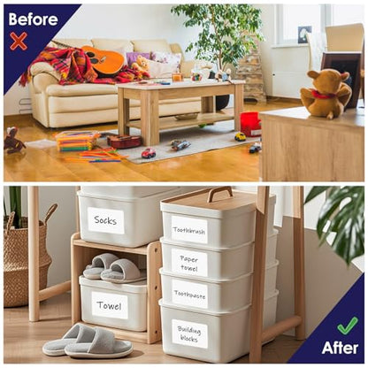 LLIKED 150 Pcs 6"x4" Blank Removable Labels for Storage Bins No Residue - size: Extra Large