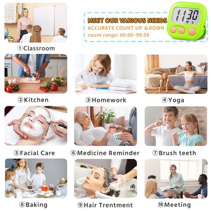 Timer for Kids Digital Kitchen Timers for Cooking- 2 Pack Blue Green - color: Blue Green
