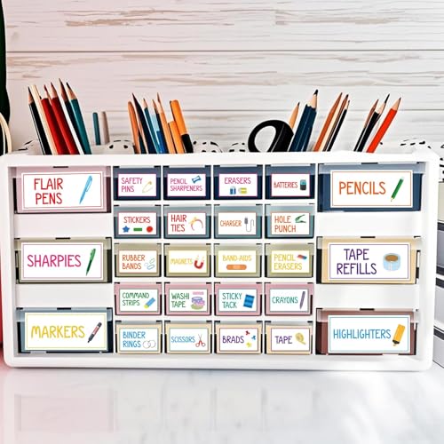 54Pcs Teacher Toolbox Labels Classroom Decoration Self-Adhesive Colorful Toolbox Sticker Tool Box Storage Decal Colorful Organizer Container Decor for Back to School Teacher Supplies - style: Colorful
