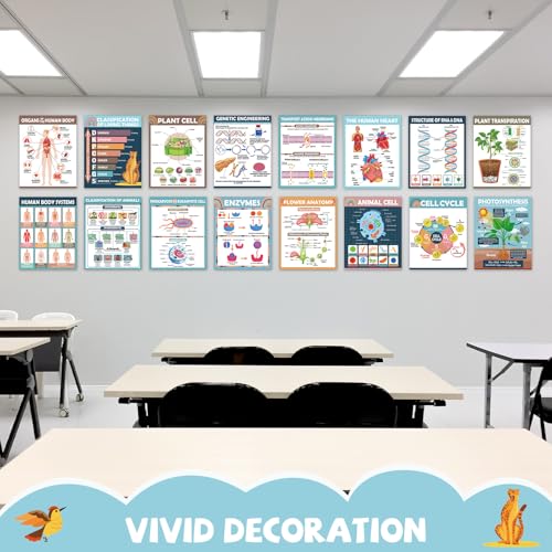 Yiaoyinnz 16Pcs Boho Biology Science Posters for Classroom - color: boho