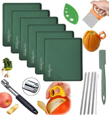 6 EDGE Sheets + Accessories Pack Silicone Dehydrator Sheets Compatible With Cosori Premium CP267-FD Non Stick Dryer Mats for Jerky, Fruit, Herb Stripper, Chips, Crackers Tray Liners, Spatula, Apple - size: 6 Edge Sheets + PACK