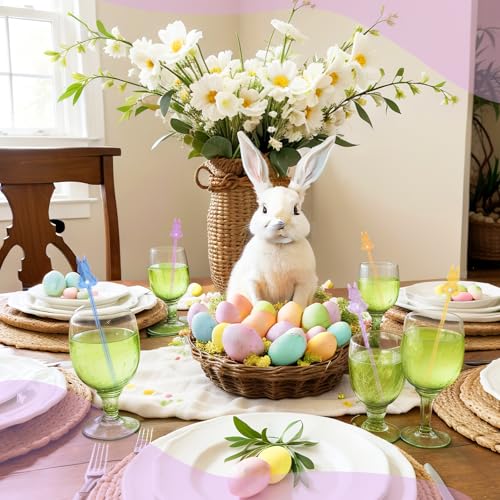 Qinyoung 12 Pcs Easter Glass Drink Stirrers 7 Inch Swizzle Sticks for Cocktails Coffee Reusable Rabbit Beverage Stir Sticks for Easter Party Coffee Bar Kitchen Bar Weddings - style: Rabbit