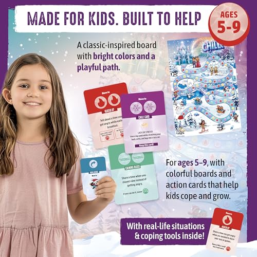 SkillEase CHILL Anger Management for Kids, Ages 5-9, Therapy Games, Social Emotional Learning, Fun Social Skills Board Game for Therapists & Families