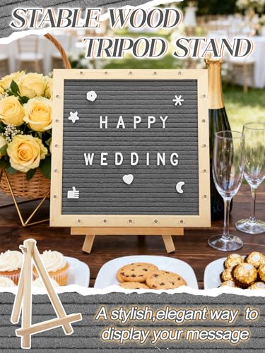 Aulock 10×10" Light up Felt Letter Board with Changeable Letters & Tripod - color: Grey