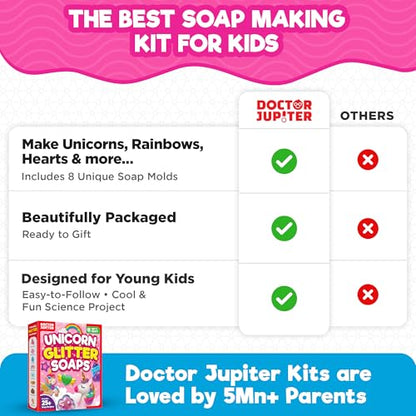 Doctor Jupiter Unicorn Glitter Soap Making Kit for Kids Ages 6+ - style: Unicorn Glitter Soaps: 6+