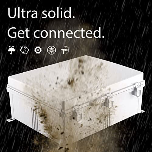 Gratury Junction Box, IP67 Waterproof Plastic Enclosure for Electrical Project, Hinged Grey Cover, Includes Mounting Plate and Wall Bracket - color: Grey, size: 20"×16.1"×7.9"