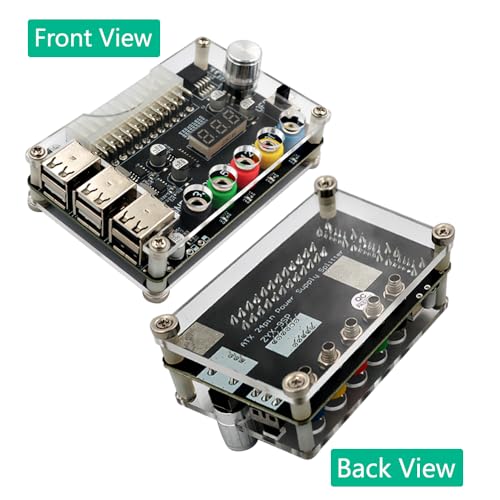 HLT ATX Power Supply Breakout Board with Adjustable Voltage Knob and 6- Port USB 2.0,and QC 2.0/QC 3.0, 3A Maximum Output,