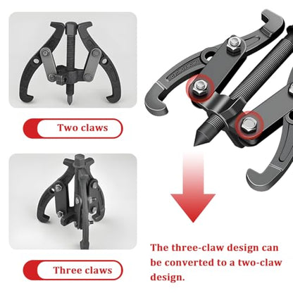 3 Jaw Car Inner Bearing Puller, Automotive Pilot Bearing Wheel Gear Puller with Reversible Jaws, Heavy Duty Vehicle Gear Extractor Pulley Tool Accessories, Universal Fit (6Inch) - size: 6Inch