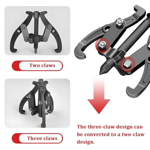 3 Jaw Car Inner Bearing Puller, Automotive Pilot Bearing Wheel Gear Puller with Reversible Jaws, Heavy Duty Vehicle Gear Extractor Pulley Tool Accessories, Universal Fit (4Inch) - size: 4Inch