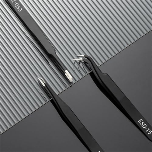 6PCS Precision Tweezers Set, Premium Non-Magnetic Upgraded Anti-Static Stainless Steel Curved of Tweezers, for Electronics, Laboratory Work, Jewelry-Making, Craft, Soldering, etc,