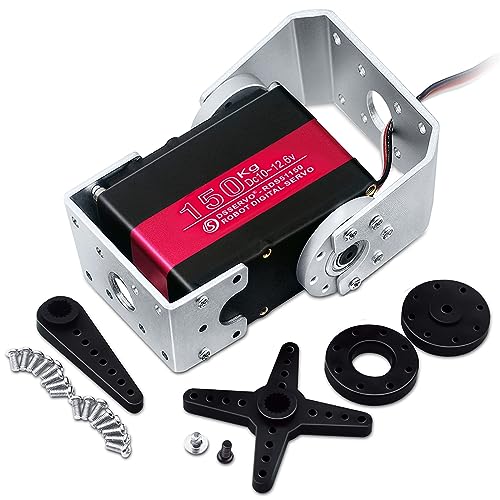 150KG Robot Servo Motor 12V High Voltage High Torque Steel Gear Large Digital Steering Servos with Mount Brackets - size: 150kg