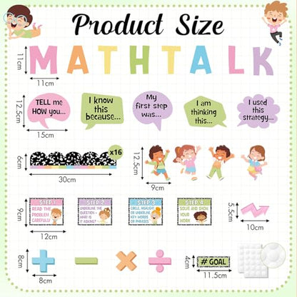 Pajean 85 Pcs Math Bulletin Board Set Composition Math Posters Decor - style: Vivid