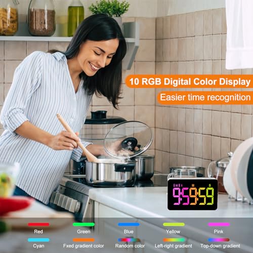 PERSUPER Kitchen Digital Timer, Count Down Up, Rechargeable, Vibration Mode - color: .Rgb