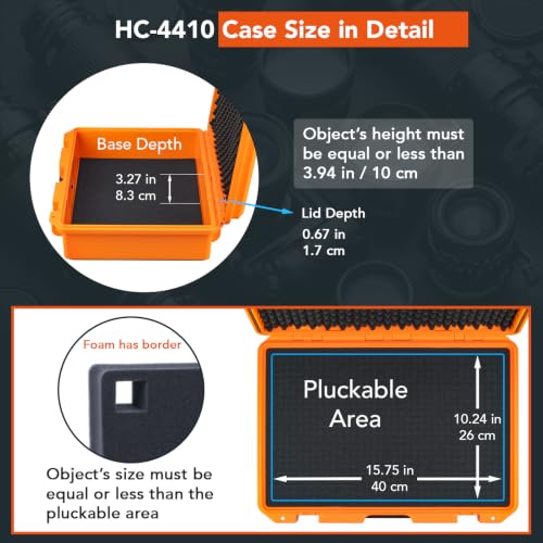 Lykus HC-4410 Waterproof Hard Case with Foam, Inner Size 15.75*10.24*3.94in - color: Orange, size: HC-4410