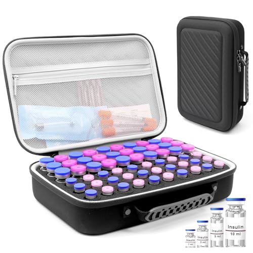 60 Slots Insulin Vial Protector Case for Diabetics Standard Insulin Vials - color: Black-60 Slots