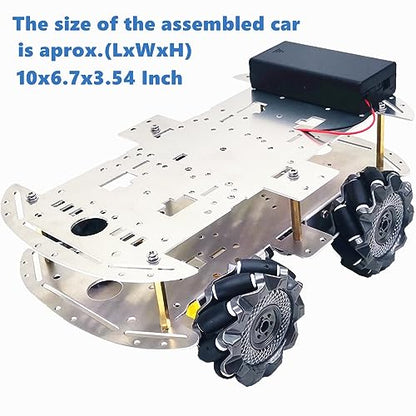DIY Mecanum Wheel Car Kit with Metal Chassis and TT Motor Smart Robot 4WD Omnidirectional Car Programming Kit with Speed Encoder for Arduino/Microbit/Raspberry Pi for Adult Age 15+(Unassembled)