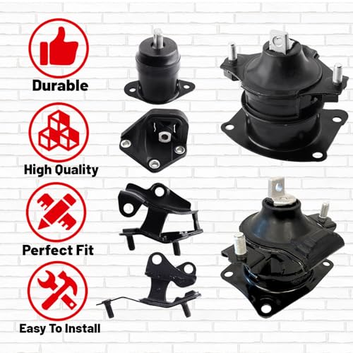 Engine Motor and Transmission Mount Kit Set of 6 for 2003-2007 Accord 2.4L - size: 03-07 Accord 2.4L