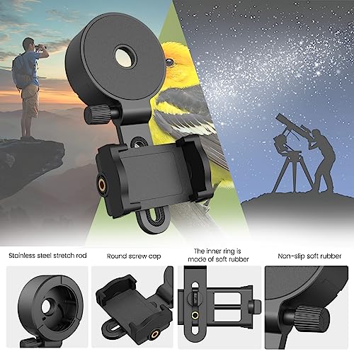 Adjustable Scope Mount, Universal Telescope Adapter, Binocular & Monocular Phone Attachment, Fits 4.2-7" Cell Phones